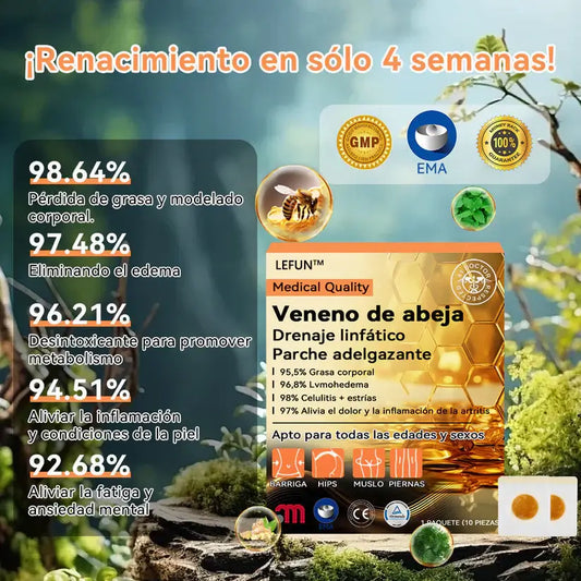 [Compra 1 Lleva 2] Parches Lefun con Veneno de abeja Drenaje linfático y adelgazante💥Para todos los problemas linfáticos y la obesidad